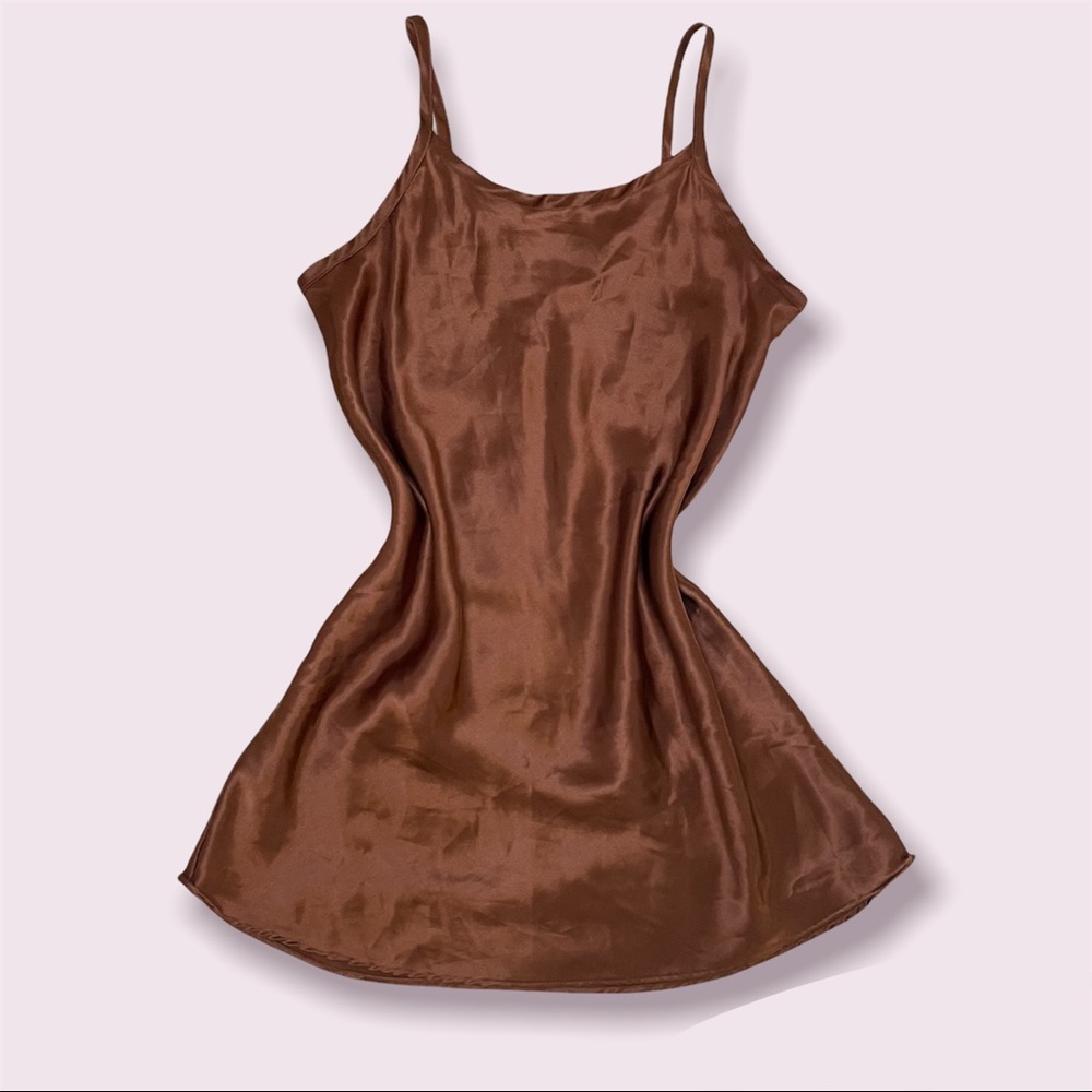 Vintage brown satin slip dress
